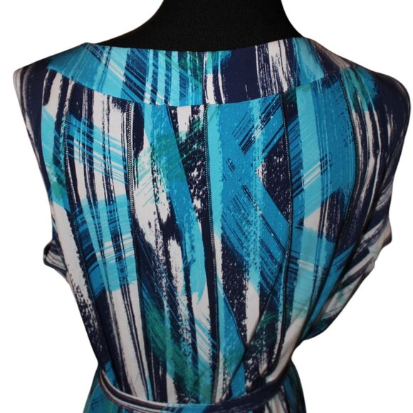 CLEARANCE SALE Nina Leonard Long Maxi w/ Tie Belt Blue Tones, 1X NWOT's - Picture 8 of 13